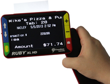 RUBY XL HD magnifying a sales receipt
