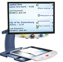 The TOPAZ displays a magnified view of an online banking page