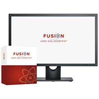image of Fusion product box and Fusion logo displayed on a screen