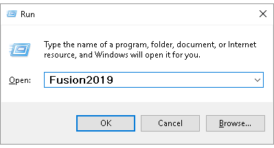 Starting Fusion using the Run dialog box