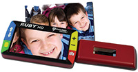 RUBY HD magnifying a photo of three children 
